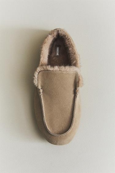 WARM LEATHER MOCCASINS - Sand Brown by Zara