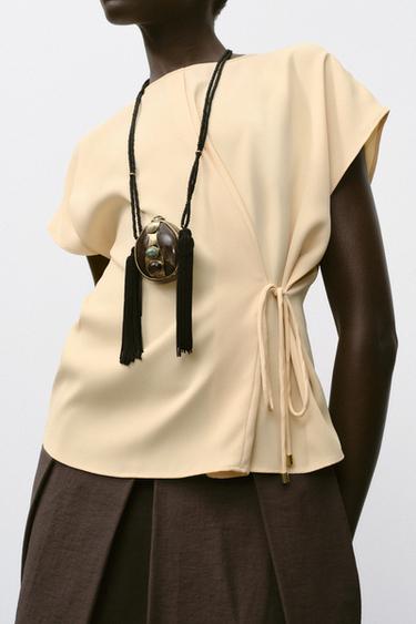 TOP FLUIDE CORDON - Jaune de Zara - Image 2