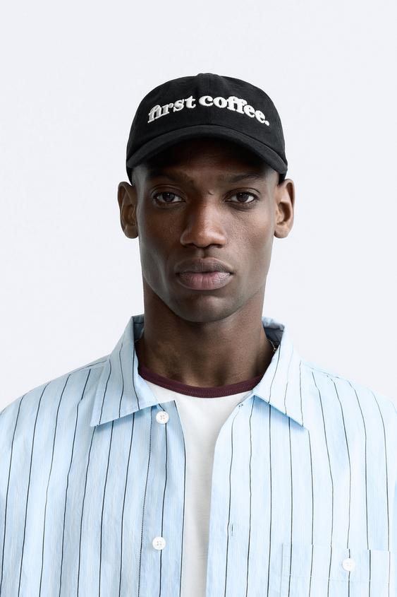 EMBROIDERED SHORT VISOR CAP - Black | ZARA United States