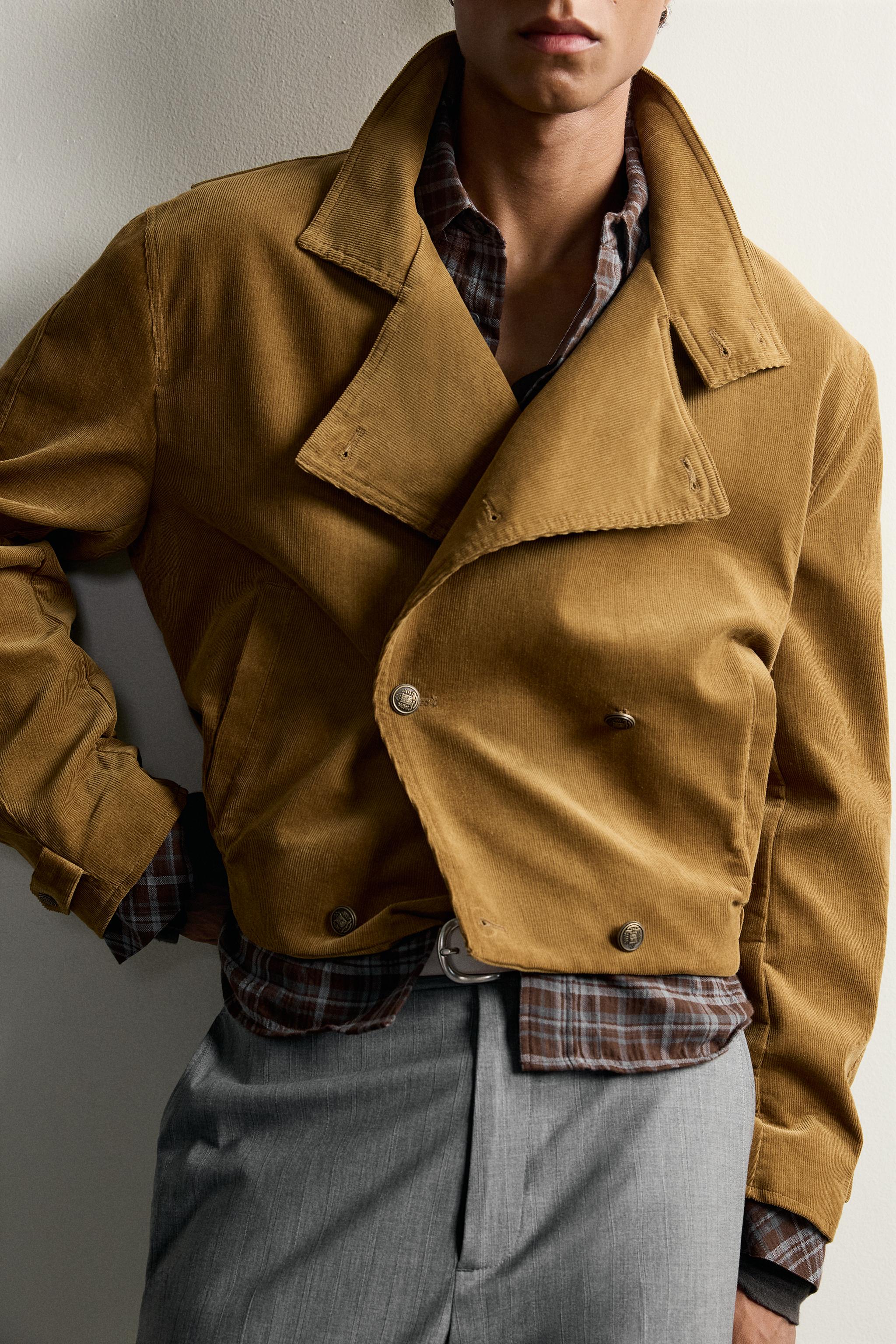 CROPPED CORDUROY DOUBLE-BREASTED JACKET