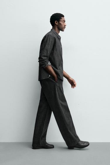 BARREL FIT DENIM CHINOS - Grey by Zara - Image 5