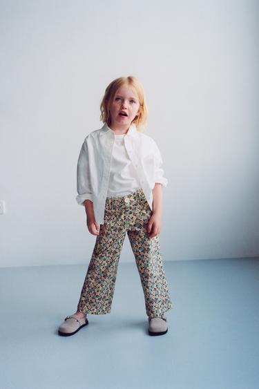 FLORAL TWILL MARINE TROUSERS - Green by Zara
