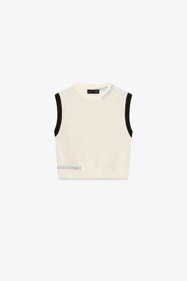 TOP EN MAILLE CONTRASTÉE - unique de Zara - Image 6