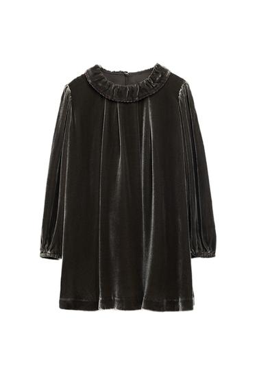 Zara AGES 6-10 / LIMITED EDITION VELVET DRESS WITH SILK - Dark green