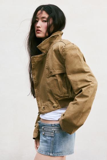 WASHED SHORT TRENCH COAT - Brown by Zara - Image 2