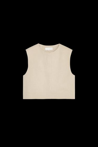 Zara CROPPED VEST WITH HIDDEN BUTTONS - Sand - Image 0