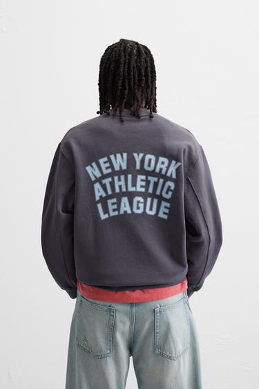 TEXT PRINT CREW NECK SWEATSHIRT - Purple by Zara - Image 2