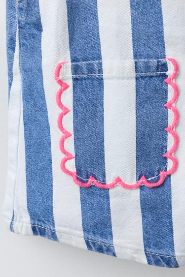 COMBINAISON COURTE À RAYURES ONDULÉES - Bleu de Zara - Image 3