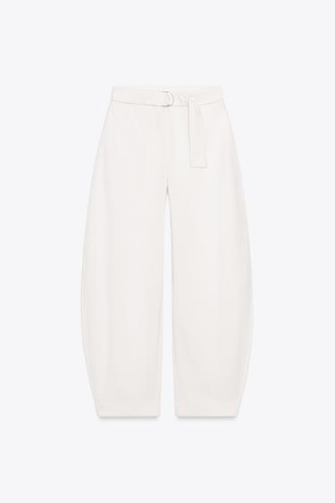 PLUSH TROUSERS WITH BELT - Ecru by Zara