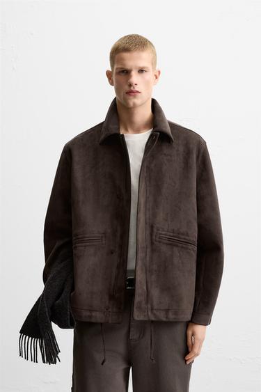 Zara 人造麂皮外套 - 深棕色