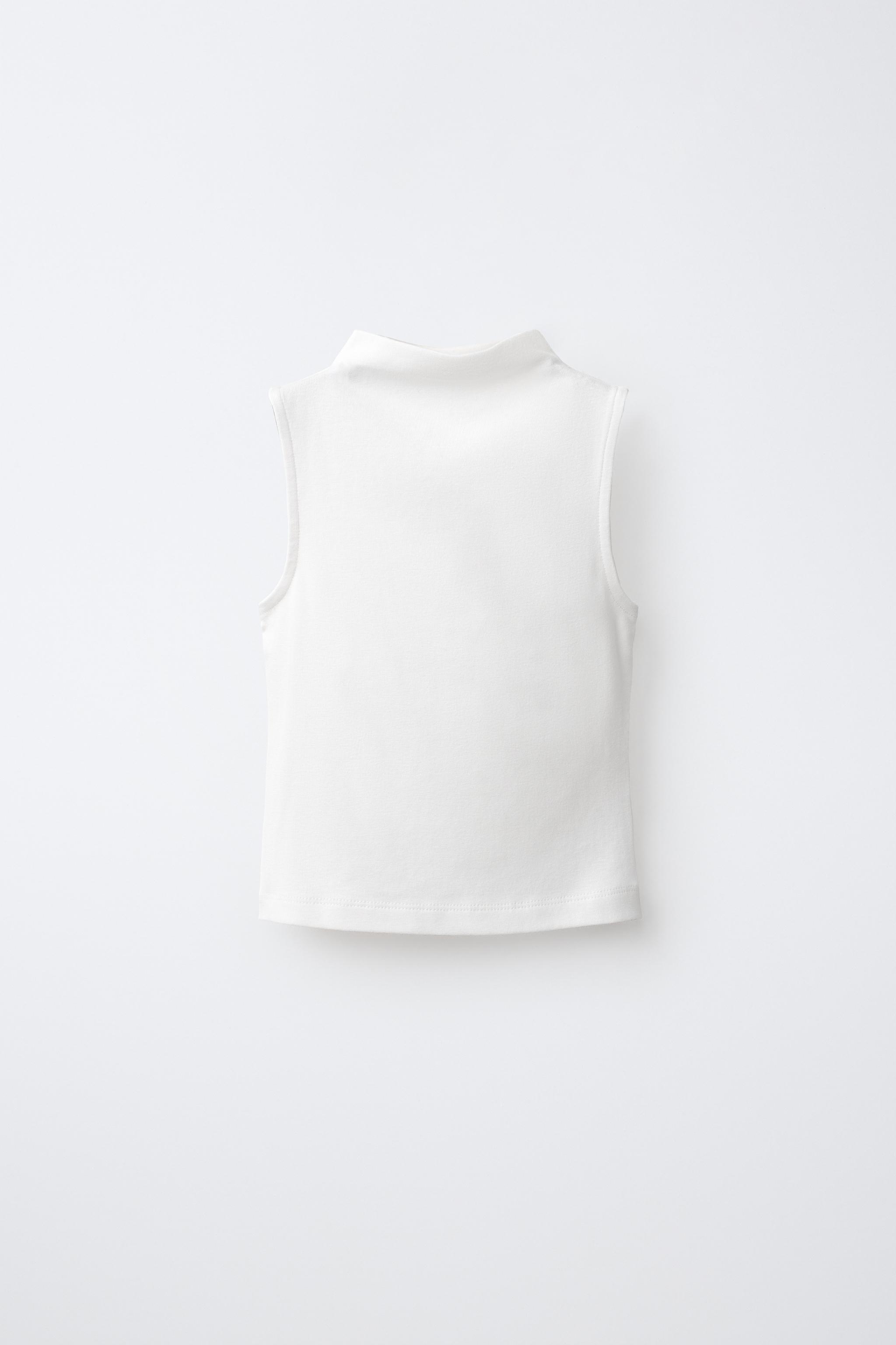 COTTON AND MODAL SLEEVELESS T-SHIRT — White
