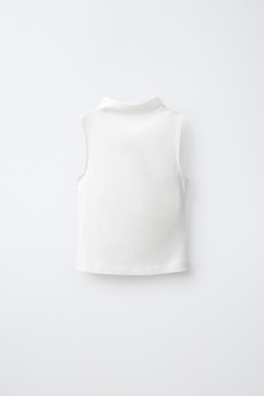 COTTON AND MODAL SLEEVELESS TOP - White by Zara