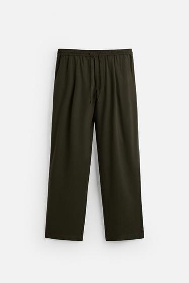 PANTALÓN RELAXED FIT LYOCELL - Khaki oscuro de Zara