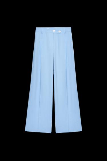 WIDE-LEG DARTED TROUSERS - Sky blue by Zara - Image 0