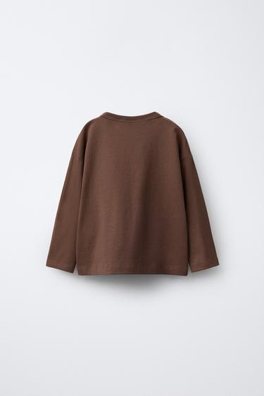 LOT DE DEUX T-SHIRTS UNIS ET À RAYURES - Marron de Zara - Image 2