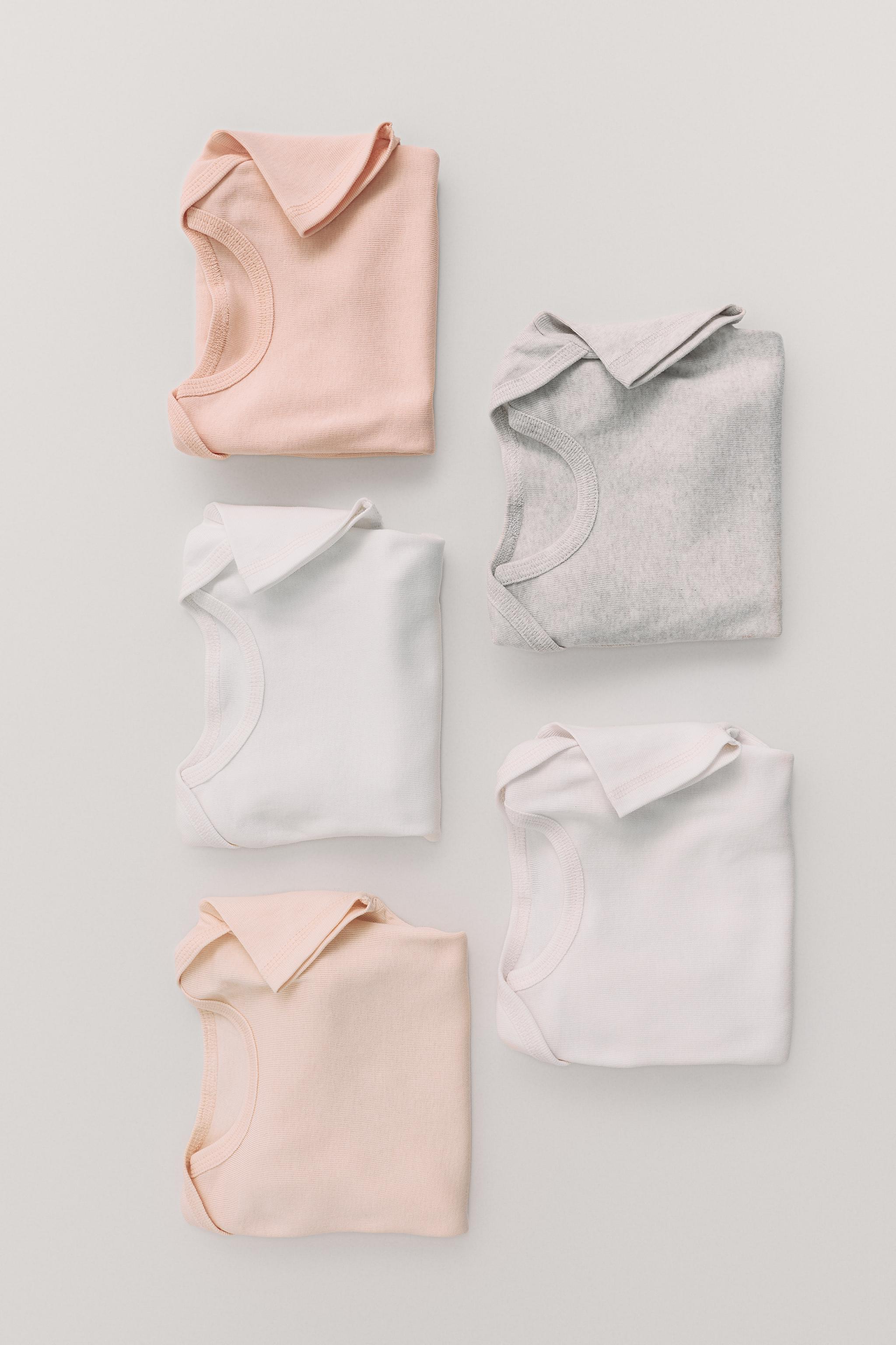 FIVE-PACK SHORT SLEEVE BODYSUITS WITH LABEL — Orange