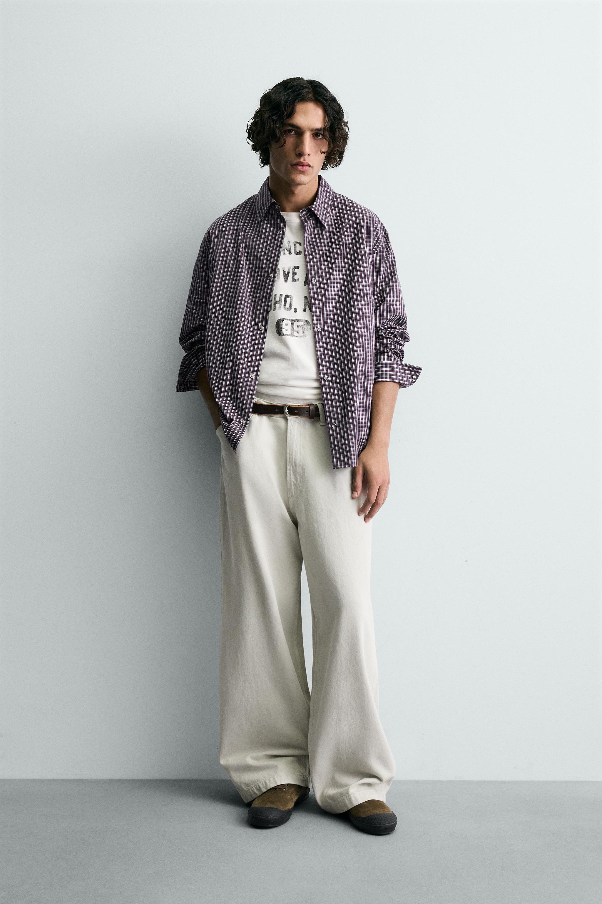 リラックスフィットチェックシャツ - ボルドー | ZARA Japan / 日本