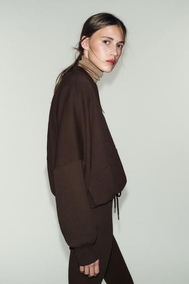 INTERLOCK BOMBER JACKET - Brown by Zara - Image 3