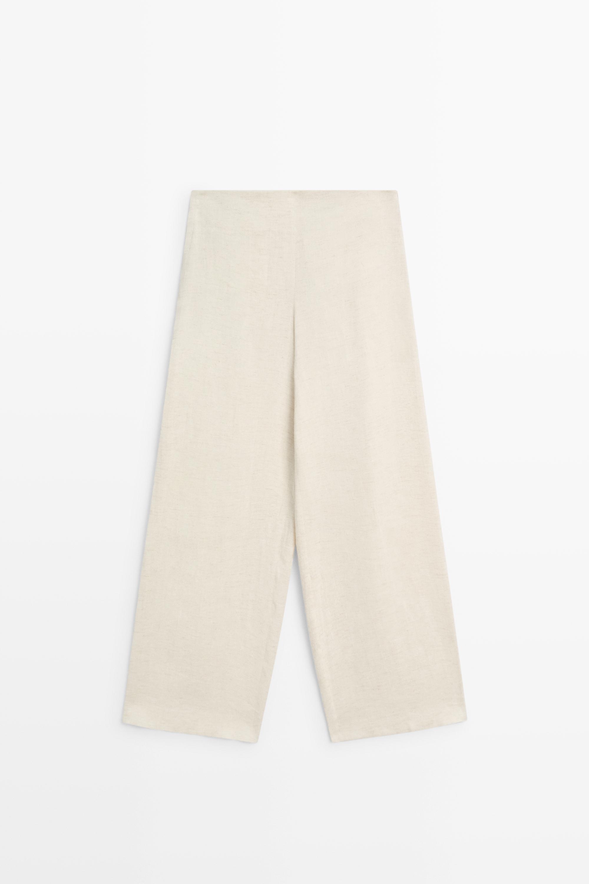 Pantalon barrel mélangé lin