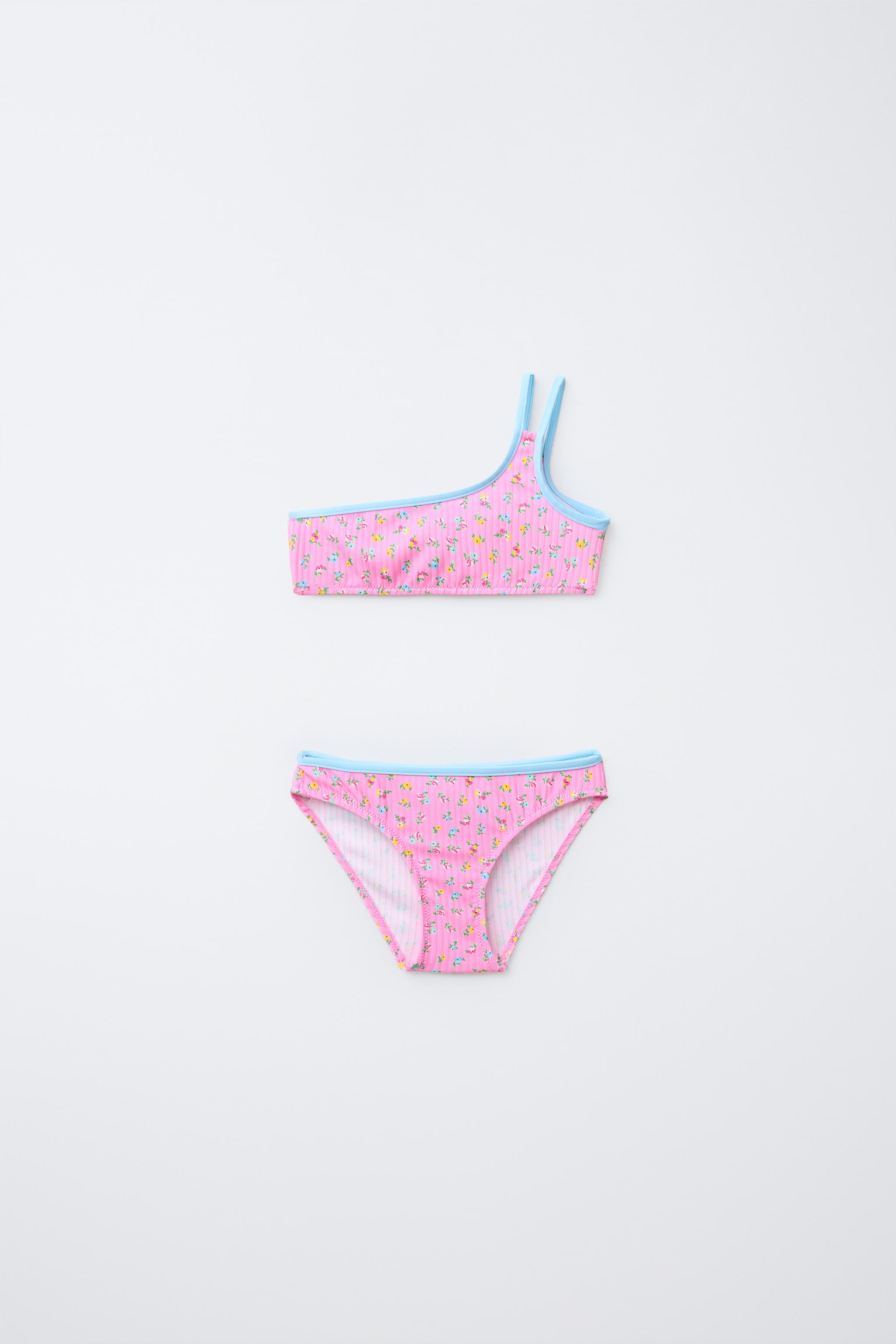 6-14 YEARS/ CONTRASTING FLORAL BIKINI