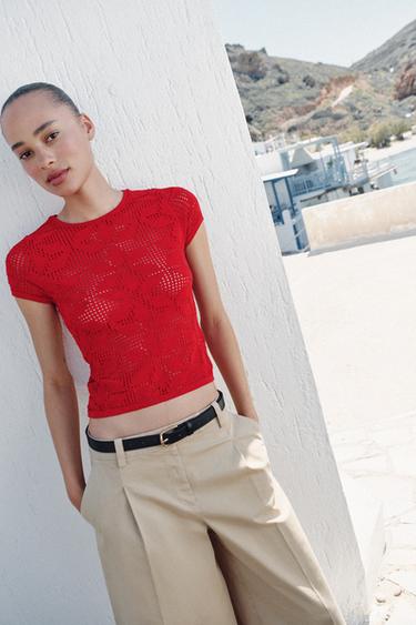 TEXTURED KNIT TOP - Red by Zara