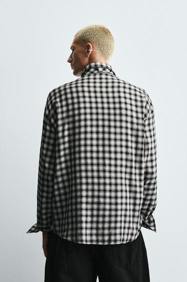 CHEMISE À CARREAUX CRAVATE COMBINÉE - Noir / Blanc de Zara - Image 2