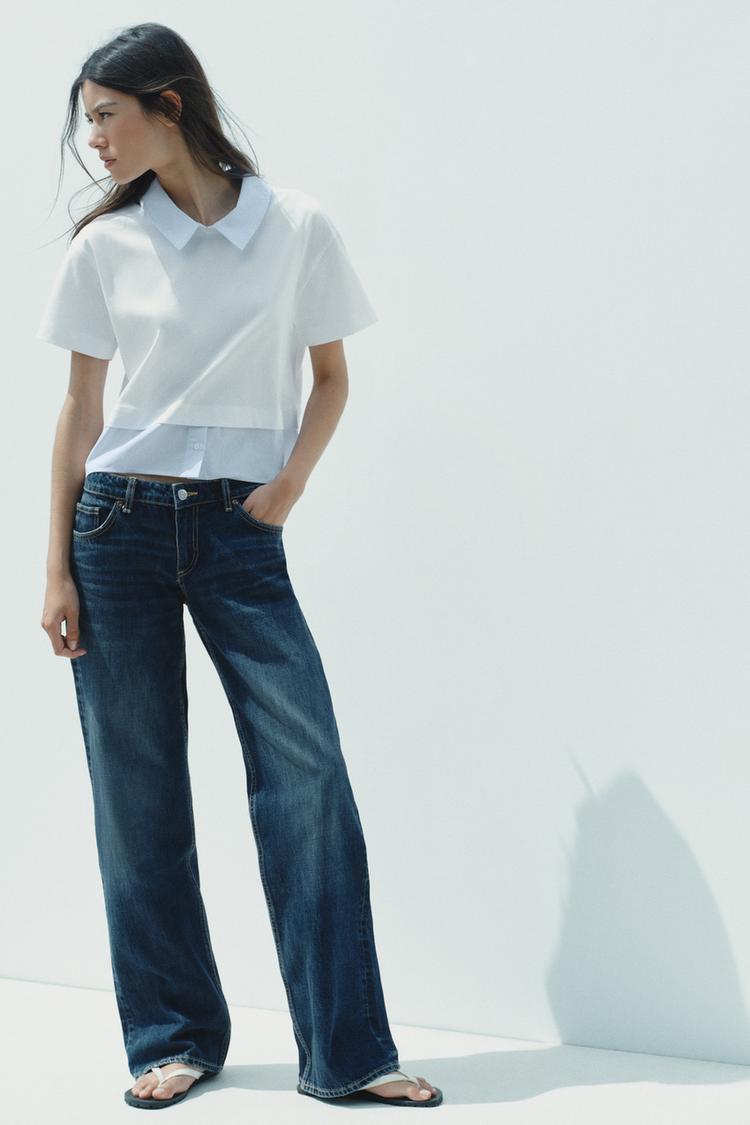 Jeans White T Shirt Contrast Dress Zara STRIPED COMBINED T-SHIRT