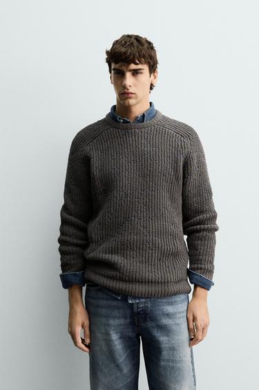 PULOVËR SHENIL KONTRAST - Kaki nga Zara