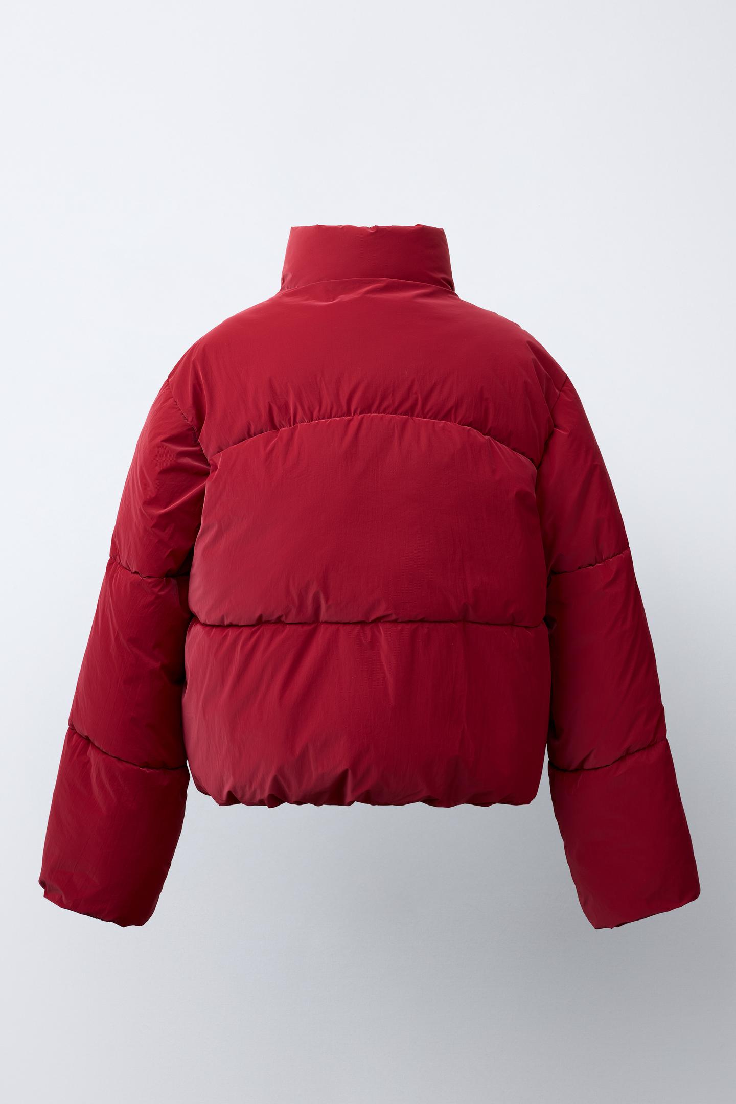 Детская куртка Zara Rubberized Puffer, цвет: Красный — фото 4