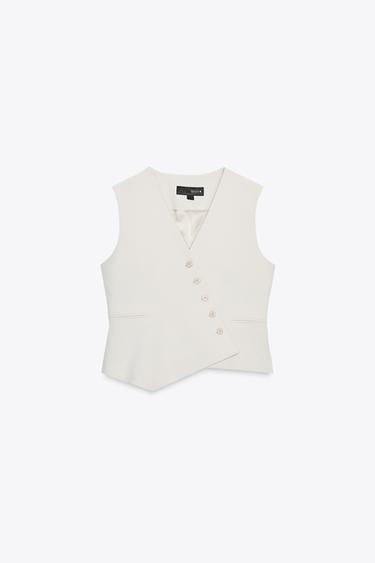 Zara ZW COLLECTION ASYMMETRIC VEST - Ice