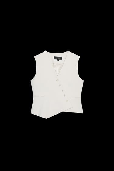 Zara ZW COLLECTION ASYMMETRIC VEST - Ice - Image 0
