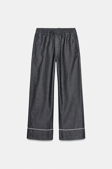 ZW COLLECTION コントラストトリムパンツブルーZaraのZW COLLECTION コントラストトリムパンツ - ブルー 