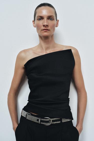 LEATHER BELT WITH MULTIPLE STUDS - Black by Zara - Image 1