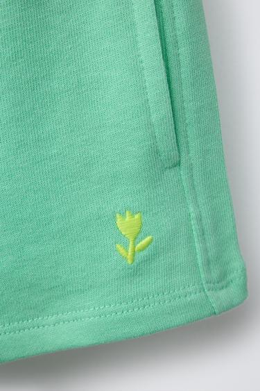 BERMUDA EN MOLLETON BRODÉ - Vert moyen de Zara - Image 3