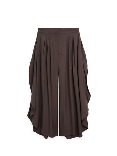 Zara Wide-leg pleated trousers with side vents - Chocolate