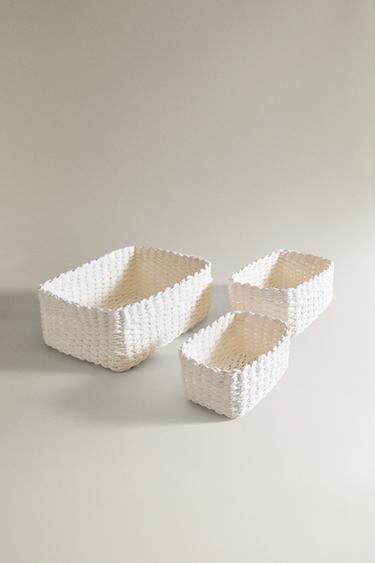 سلة ورقية منسوجة - أبيض الخاص بـ Zara