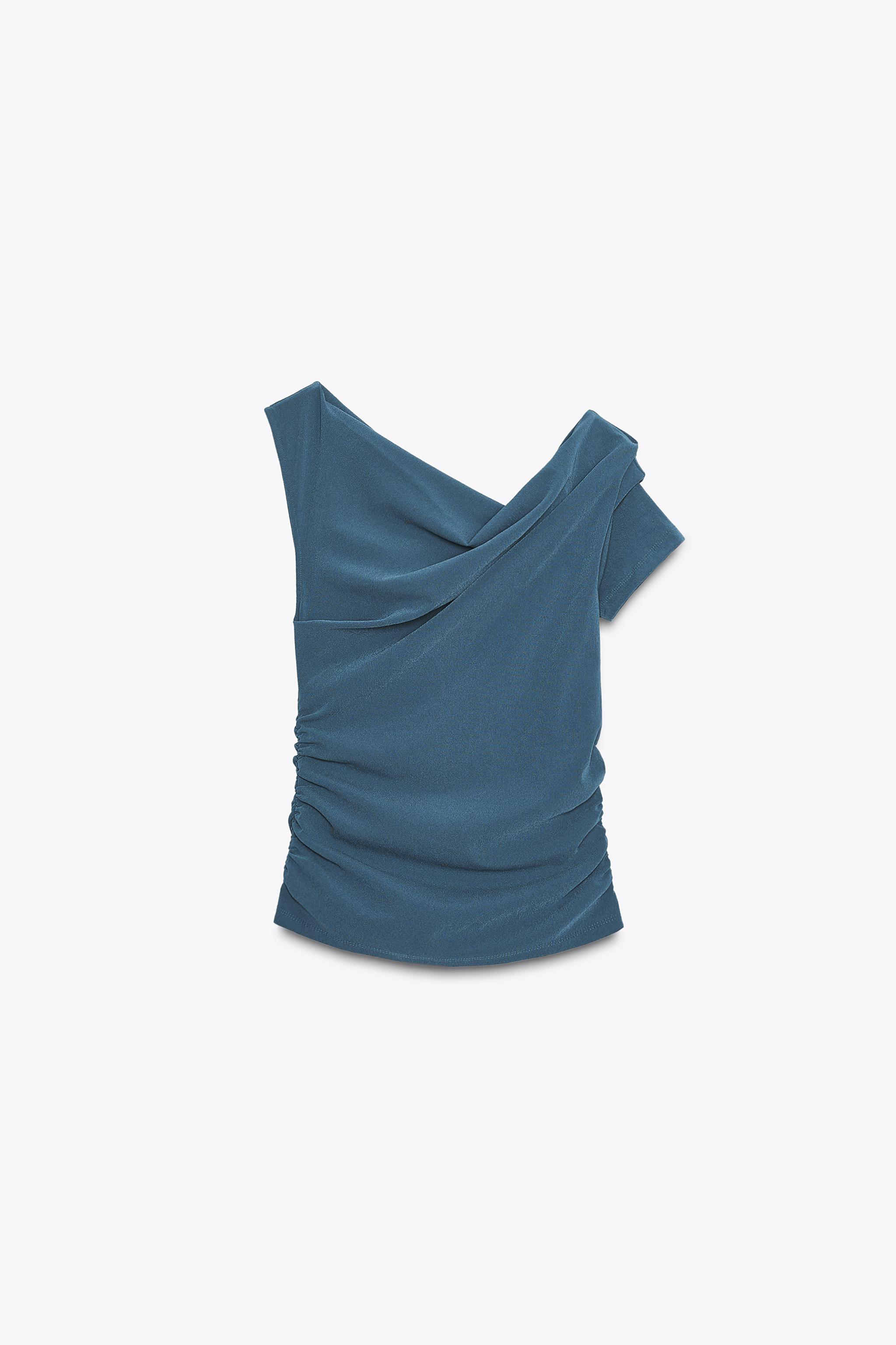 トップス nasty dmg ASYMMETRIC RUCHED TOP - Black | ZARA United States