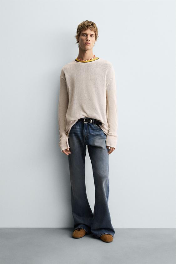 TEXTURED KNIT SWEATER WITH CUTOUTS