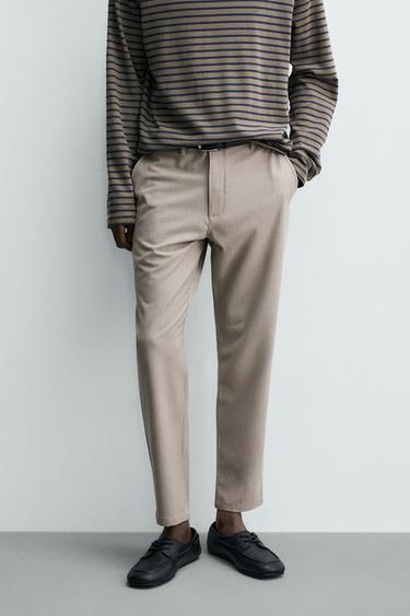 Zara TEXTURED STRETCH CHINO PANTS - Light mink