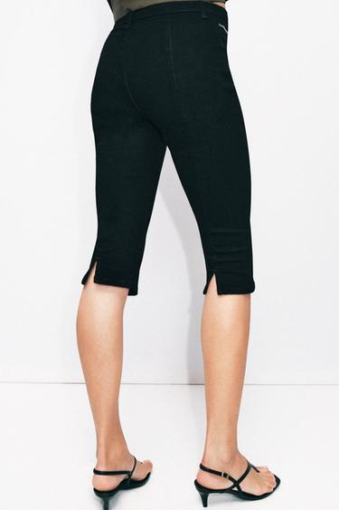 Zara Z1975 MID-RISE ZIPPER CAPRI JEANS - Black - Image 0