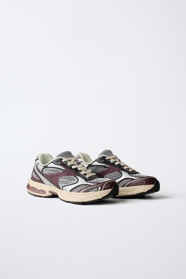 SNEAKER AUS NETZSTOFF - Bordeauxrot von Zara