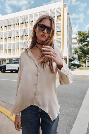 CAMISA SATINADA BAIXO ASIMÉTRICO - Cava de Zara