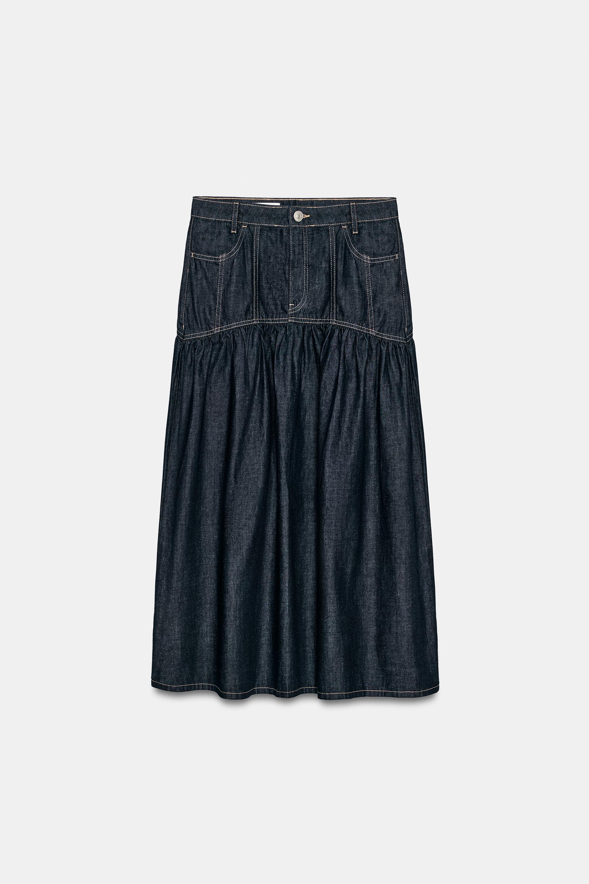 DENIM MIDI SKIRT - Dark indigo | ZARA South Africa