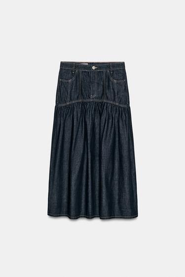 DENIM MIDI SKIRT - Dark indigo by Zara - Image 0