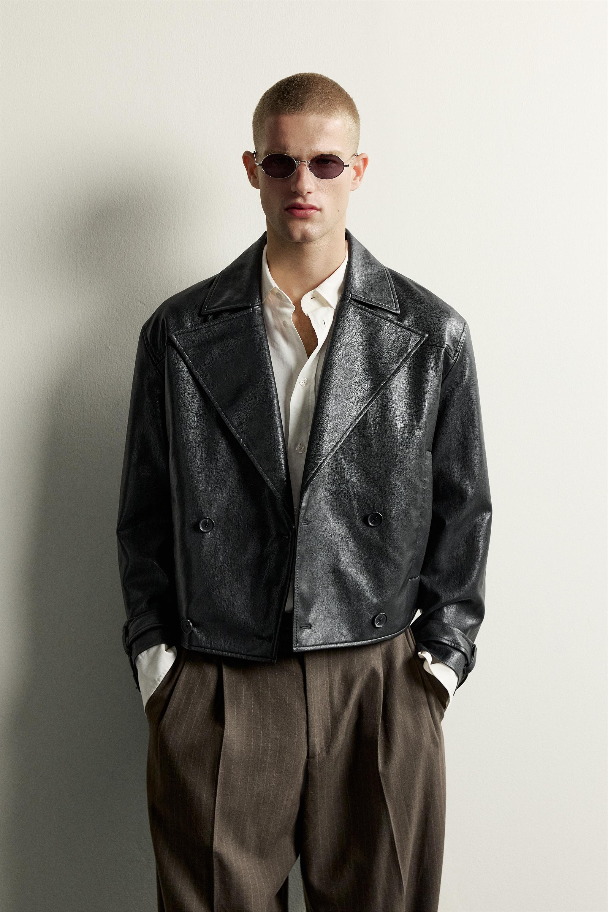 CROPPED FAUX LEATHER JACKET
