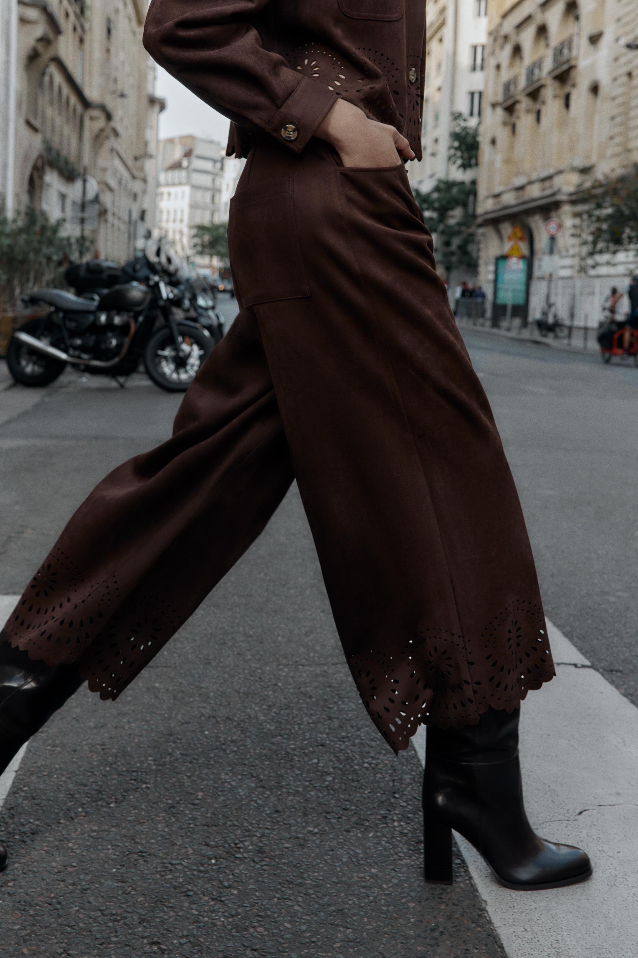 DIE-CUT HEM FAUX SUEDE CULOTTES