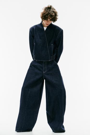 JEANS TRF BALLOON COSTURAS - Índigo oscuro de Zara - Imagen 0