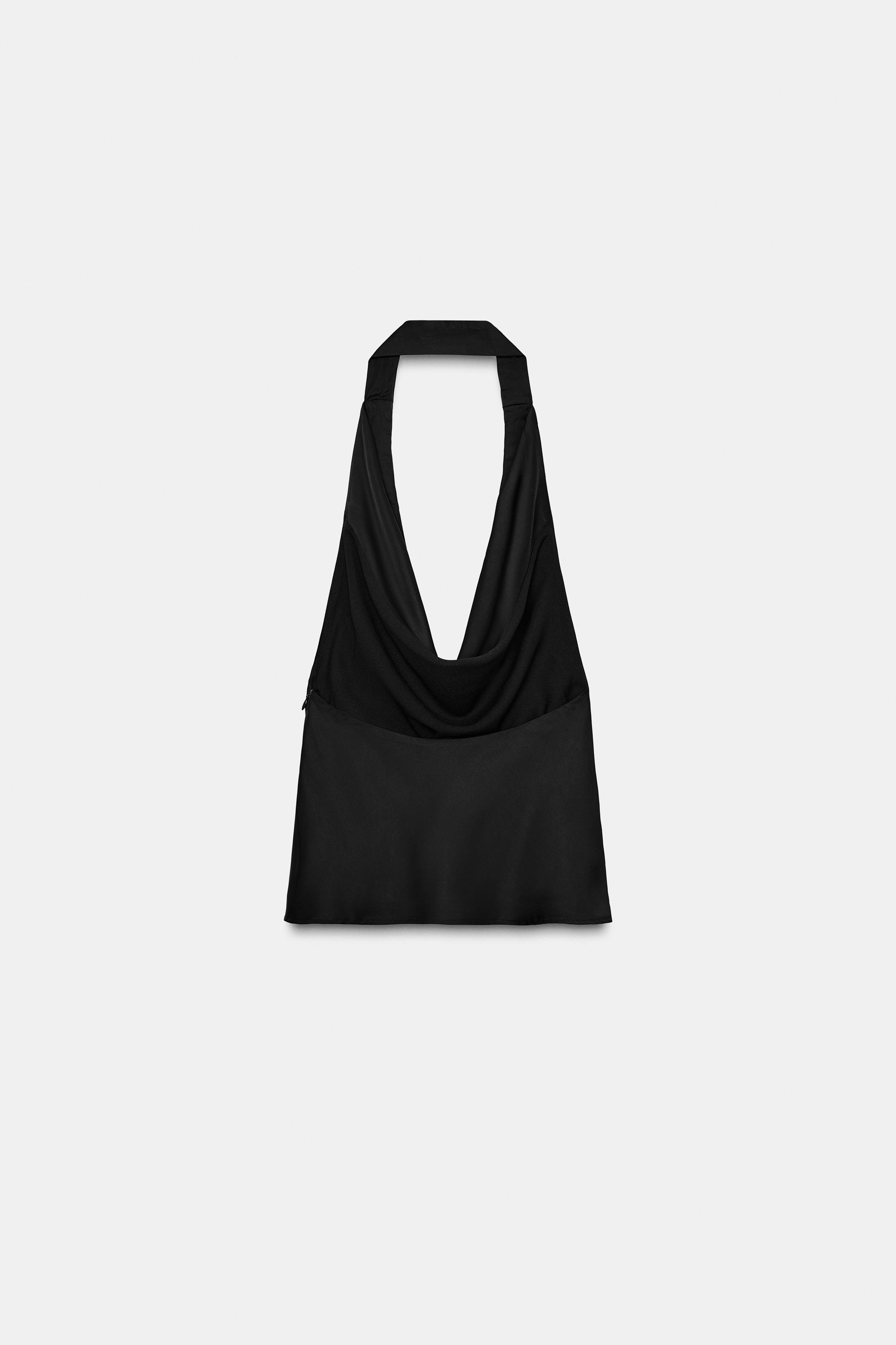 TOP ACETINADO LENÇO MIÇANGAS - Preto | ZARA Brasil