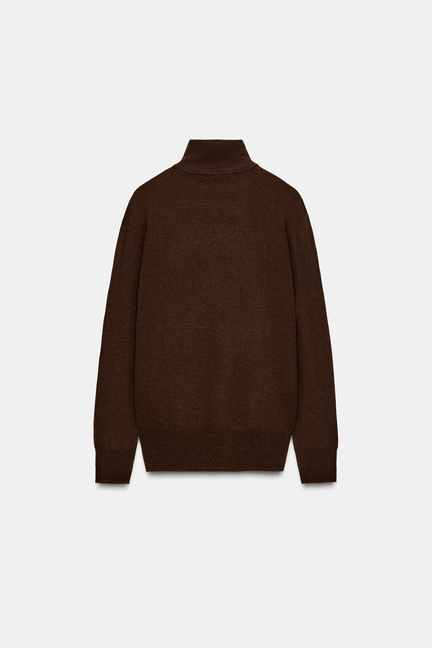 Женский свитер Zara 100% Extra Soft Wool Jumper, цвет: Коричневый — фото 6