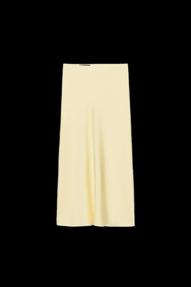 SATINIERTER MIDIROCK - Pastellgelb von Zara